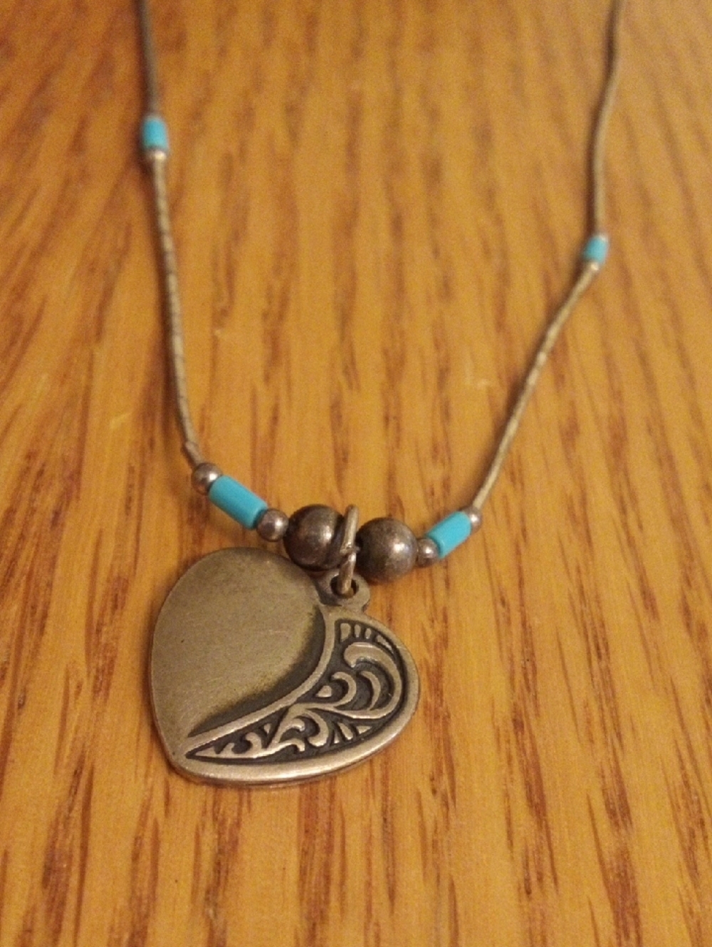Turquoise‎ Beaded Heart Pendant Necklace - Women's Jewelry